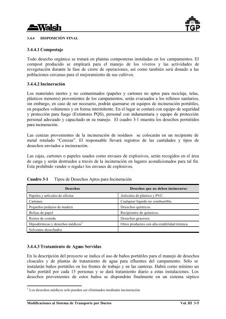 volumen iii plan de manejo ambiental - Ministerio de Energía y Minas