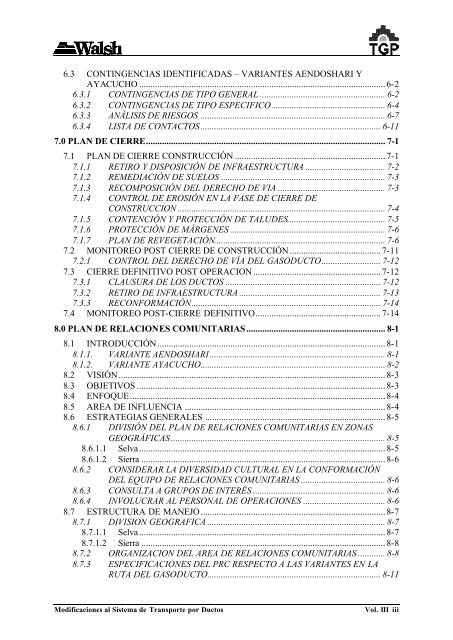 volumen iii plan de manejo ambiental - Ministerio de Energía y Minas