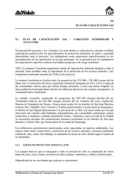 volumen iii plan de manejo ambiental - Ministerio de Energía y Minas