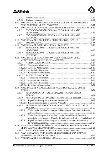 volumen iii plan de manejo ambiental - Ministerio de Energía y Minas