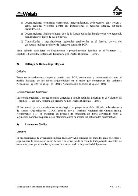 volumen iii plan de manejo ambiental - Ministerio de Energía y Minas