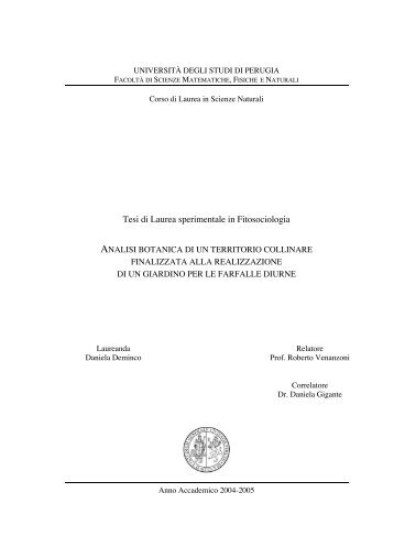 Tesi di Laurea sperimentale in Fitosociologia - Assisi Nature Council