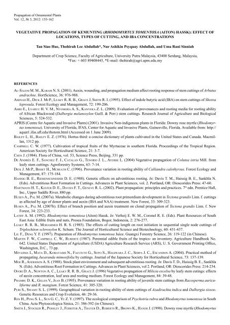 References - Propagation of ornamental plants