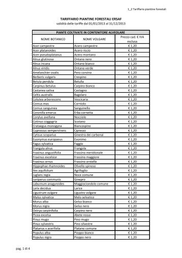 Vendita Piantine forestali - Ersaf