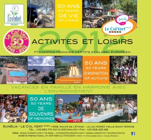 guide d'accueil - Le site des news du Camping Sunêlia Le Col Vert