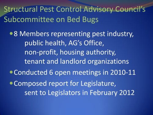 Bed Bugs: - Dr. Curt Colwell, IDPH - ASPCRO