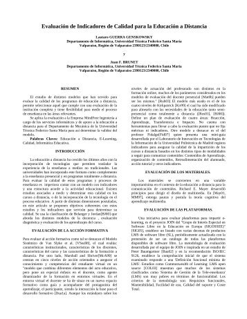 Evaluación de Indicadores de Calidad para la Educación a Distancia