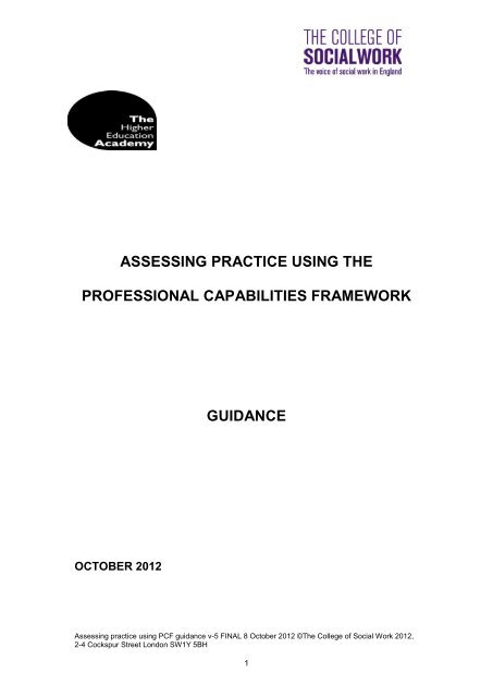 Assessing Practice Using Pcf Guidance The College Of Social Work