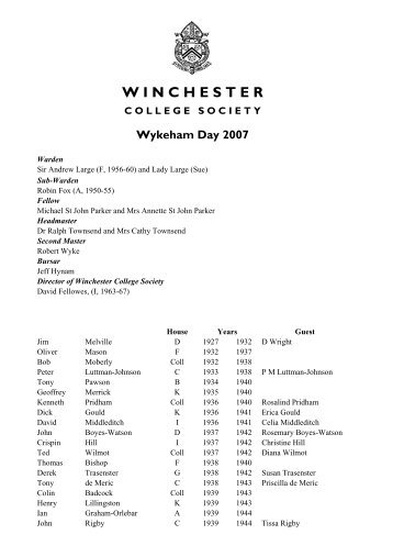 Wykeham Day 2007 - Winchester College