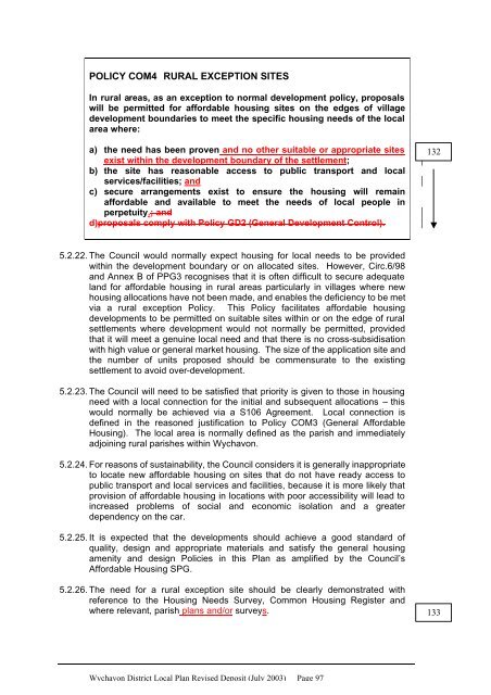 Revised Deposit Plan - Wychavon District Council