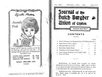 CONTENTS - Dutch Burgher Union of Ceylon