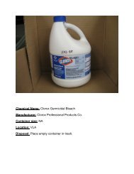 Chemical Name: Clorox Germicidal Bleach Manufacturer: Clorox ...