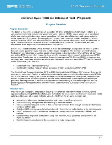 2013 Portfolio / Combined Cycle HRSG and Balance of Plant ...