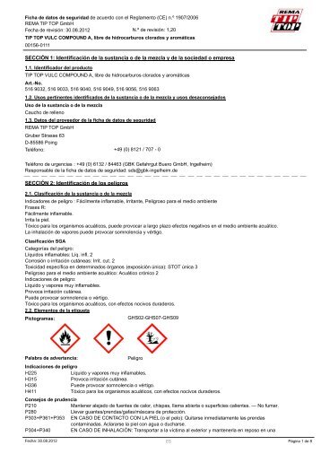 SECCIÓN 1: Identificación de la sustancia o de la ... - REMA TIP TOP