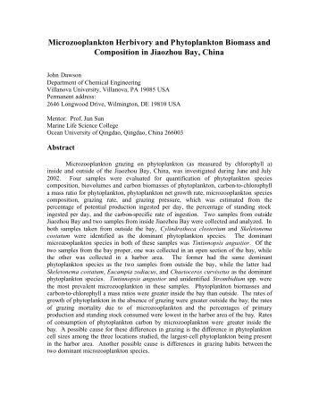 Microzooplankton Herbivory and Phytoplankton Biomass - Clarkson ...