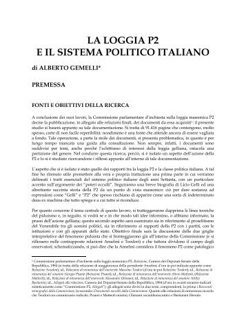 LA LOGGIA P2 E IL SISTEMA POLITICO ITALIANO - Misteri d'Italia