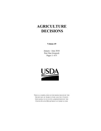 agriculture decisions - USDA | Departmental Management - US ...