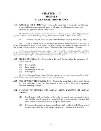 CHAPTER – III SIGNALS A. GENERAL PROVISIONS - Indian Railway