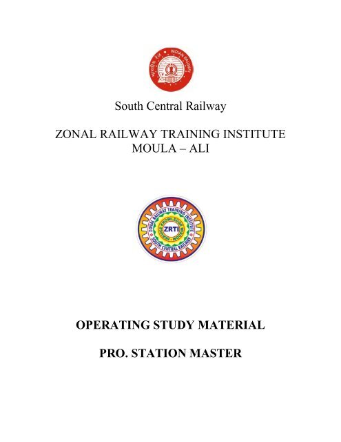 operating study material pro. station master - South Central Railway ...