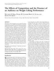 The Effects of Competition and the Presence of an ... - Setanta College