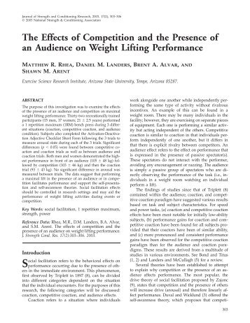 The Effects of Competition and the Presence of an ... - Setanta College