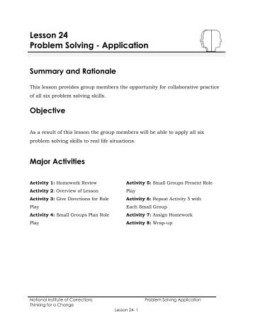 Lesson 24 Problem Solving - Application - Trainer Counselor for T4C