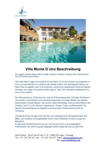 Villa Beschreibung - Sonel Hotels