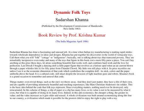 Dynamic Folk Toys Sudarshan Khanna Book Review by Prof ... - CSIR