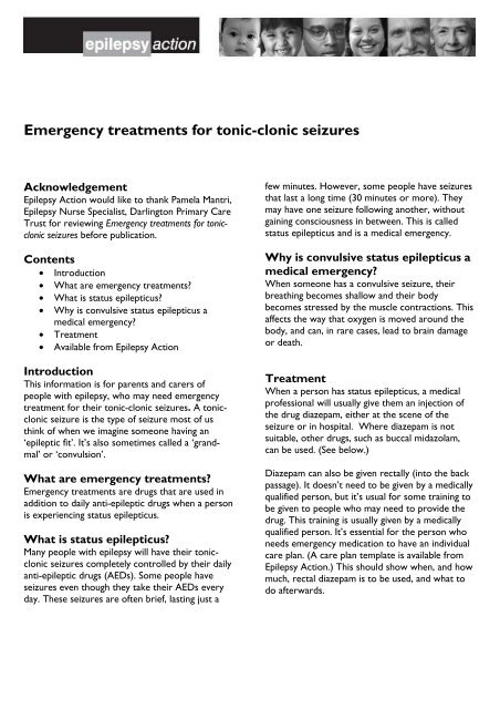 Emergency treatments for tonic-clonic seizures - Community ...