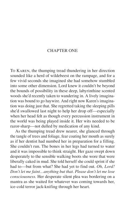 CHAPTER ONE TO KAREN, the thumping tread thundering in her ...