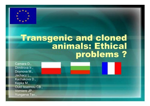 Transgenic and cloned animals: Ethical problems - Agrocampus Ouest