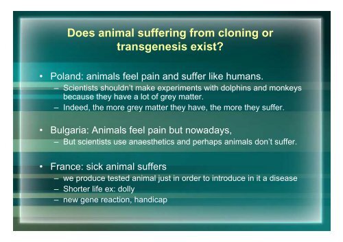 Transgenic and cloned animals: Ethical problems - Agrocampus Ouest