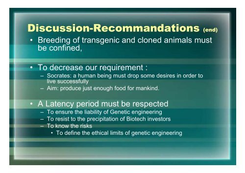 Transgenic and cloned animals: Ethical problems - Agrocampus Ouest