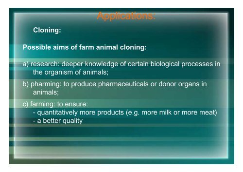 Transgenic and cloned animals: Ethical problems - Agrocampus Ouest