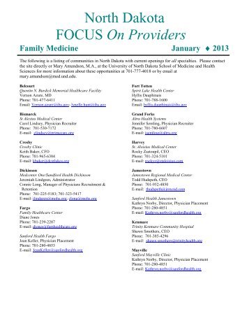 FOCUS On Providers - School of Medicine & Health Sciences ...