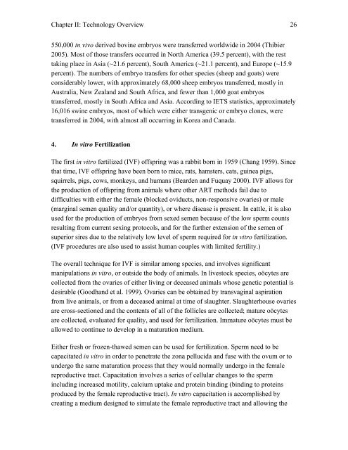 Animal Cloning: A Draft Risk Assessment - Biotechnologie.de