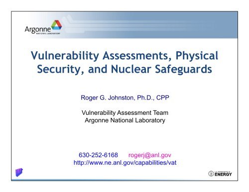 Vulnerability Assessments, Physical Security, and Nuclear Safeguards