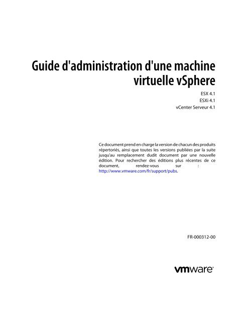 Guide d'administration d'une machine virtuelle vSphere - VMware