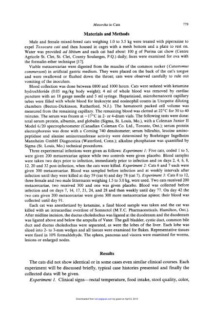 Clinical Changes Caused by the Liver Fluke Metorchis conjunctus in