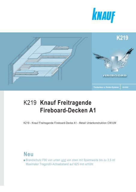 K219 Knauf Freitragende Fireboard-Decken A1 - Knauf Gips KG