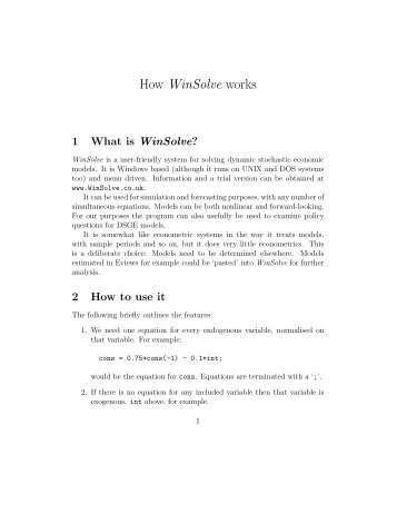 Building & simulating economic models in Winsolve