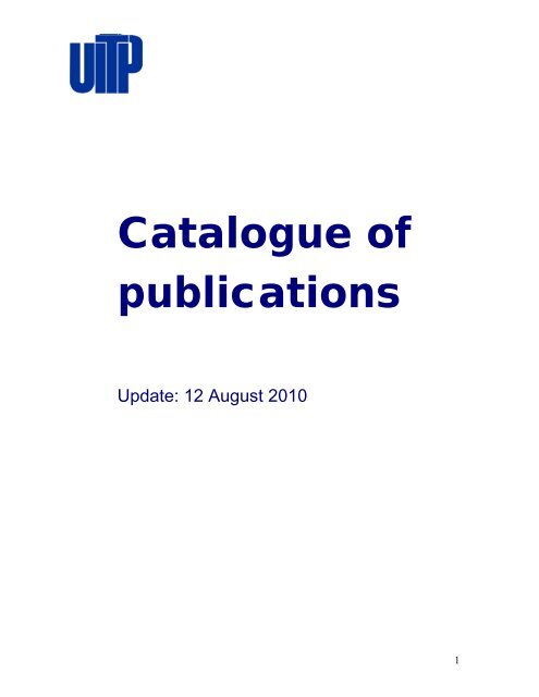 Catalogue of publications - UITP