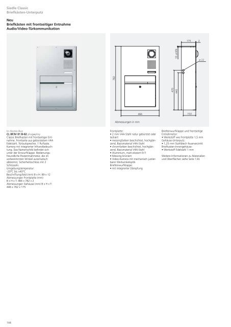 Bestellkatalog Briefkästen als PDF-Download - Siedle