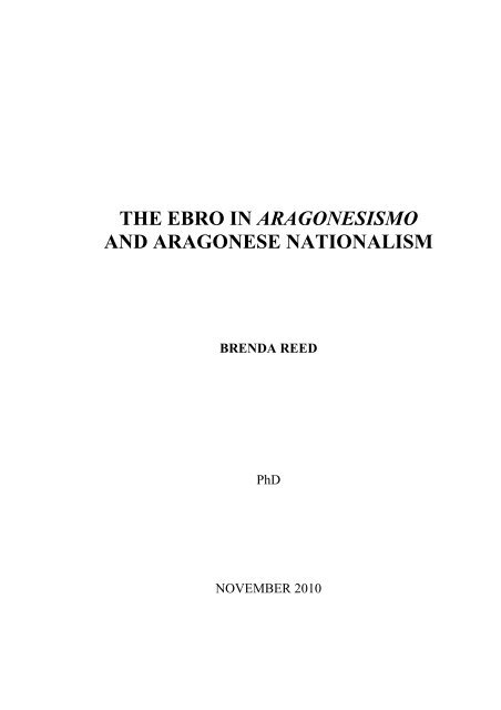 THE EBRO IN ARAGONESISMO AND ARAGONESE NATIONALISM