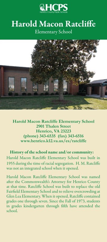 Harold Macon Ratcliffe - Henrico County Public Schools