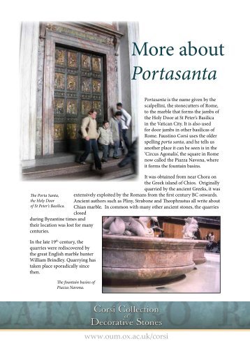 More about Portasanta - Oxford University Museum of Natural History