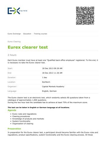 Eurex - Eurex clearer test - Eurex Group