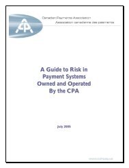A Guide to Risk in Payment Systems Owned and Operated By the CPA
