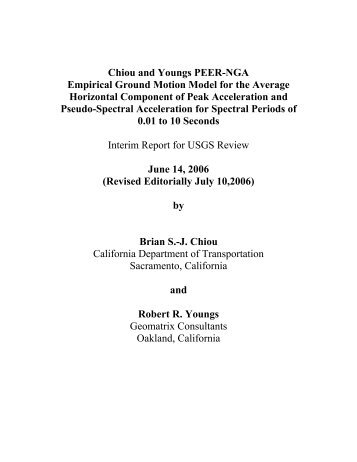 Chiou and Youngs PEER-NGA Empirical Ground Motion Model for ...