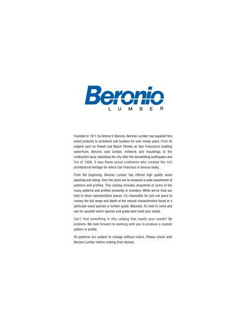 Paneling and Siding Catalog - Beronio Lumber